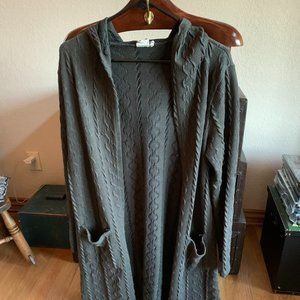 Simple by Suzanne Berto Long Dark Grey Cardigan - Size Large
